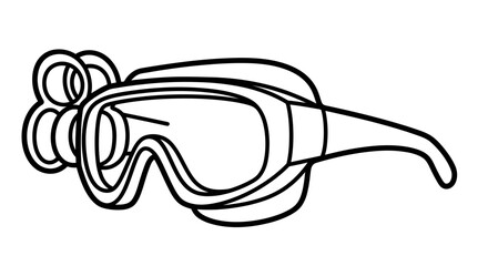 Naklejka premium Pair of snorkeling mask and snorkel gear designed for underwater swimming and watersports.