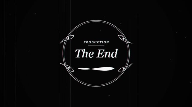 Vintage classic silent movie title card featuring The End, monochrome retro film scratches text animation 4k