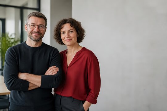 Middle aged professional couple in office