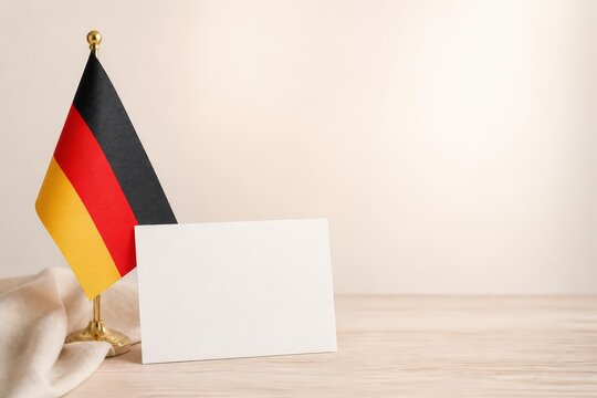 German desk flag with blank white card