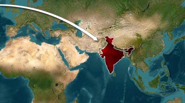 USA to India Flight Route Animation, United States to India Travel Map, International Air Travel Route