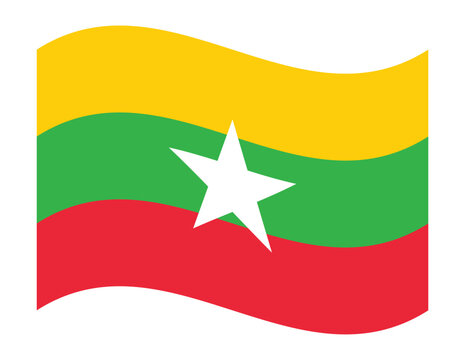 Waving flag of myanmar