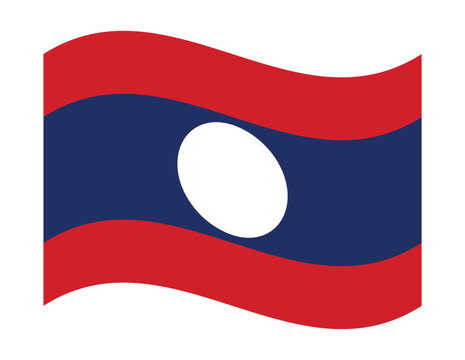Waving flag of laos, a national symbol of the lao peoples democratic republic