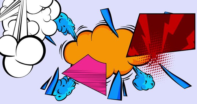 Cartoon background animation, comic book backdrop video. Retro comics pop art design.