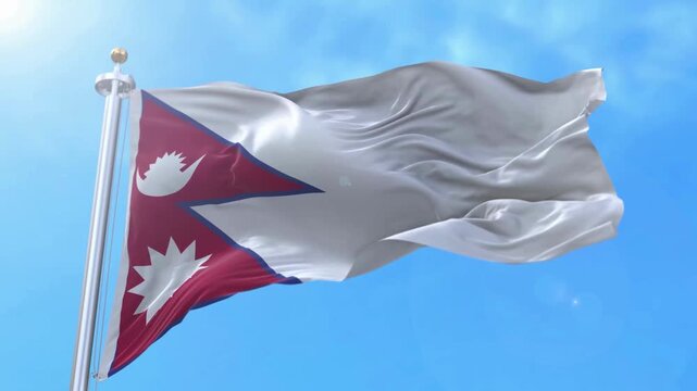 Realistic Nepal flag waving smoothly in a seamless animation loop