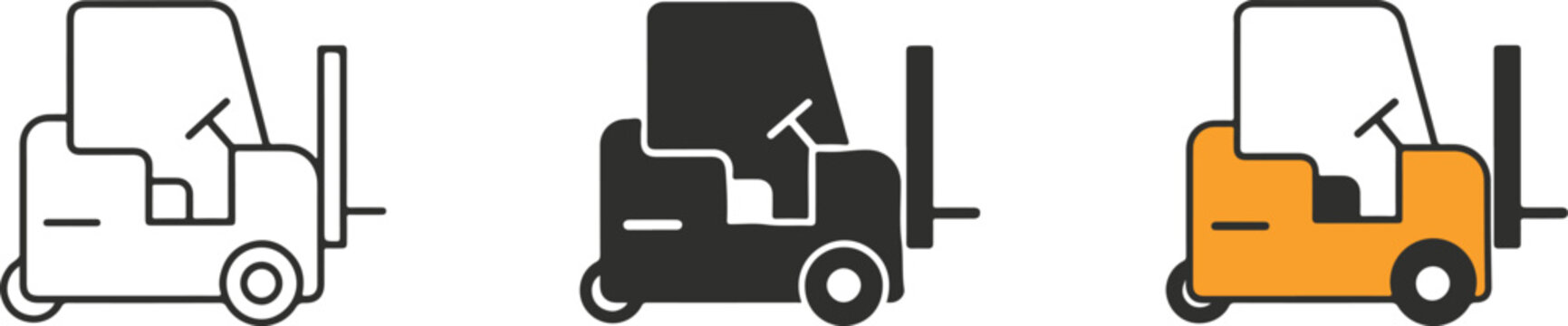 Forklift Warehouse Vehicle Icons Set