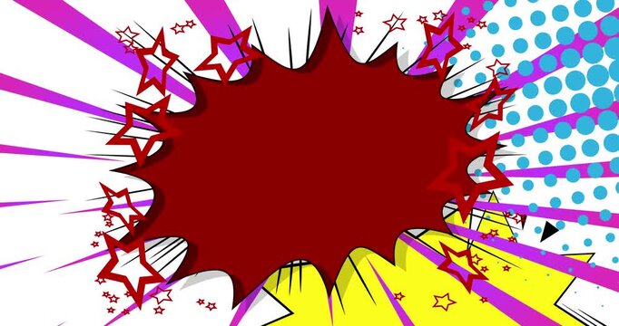 Cartoon background animation, comic book backdrop video. Retro comics pop art design.