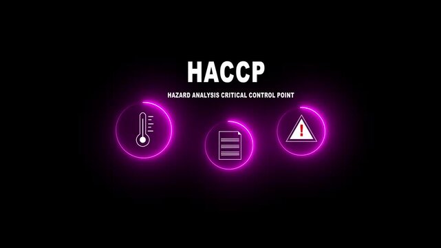 Haccp hazard analysis critical control point concept with neon for food safety and management systems