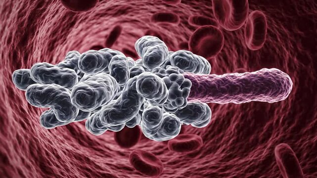 Swarm of White Blood Cells Attacking Streptococcus Chain in Narrow Capillary for Immune Response Simulation
