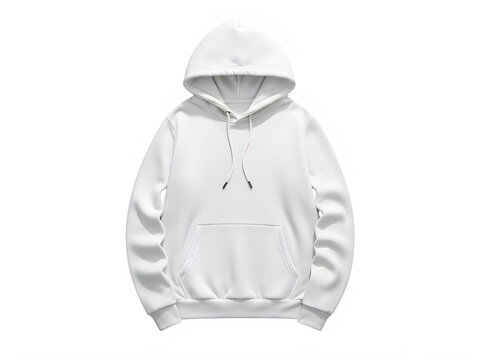 White hoodie with drawstring and front pocket