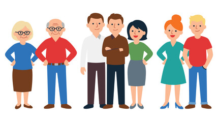 Fototapeta premium Multigenerational family portrait with diverse adult group standing together on isolated.