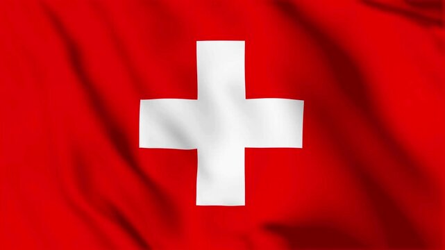 Switzerland waving flag animation in a smooth seamless loop, ideal for patriotic, travel, news, and international-themed projects