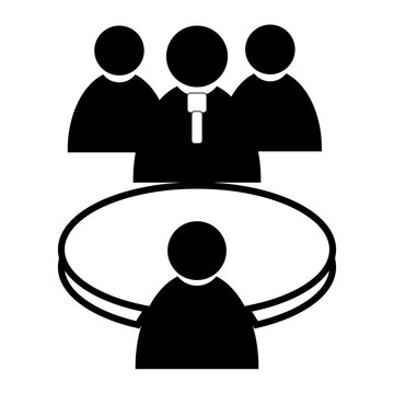 Business Meeting Icon with People Sitting Around a Round Table for Collaborative Teamwork and Professional Communication
