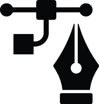 Minimal vector editing and graphic design icon set with pen nib and B&eacute;zier curve symbols for illustration, typography, and creative software interface