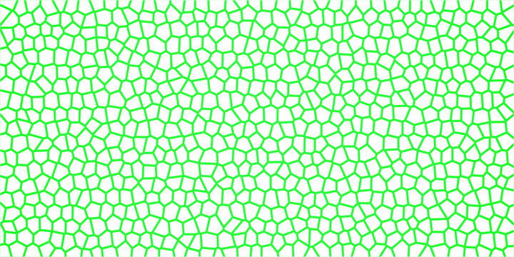 Abstract Green Mosaic Grid Seamless Pattern Background, Voronoi Cell Line Art Texture Vector