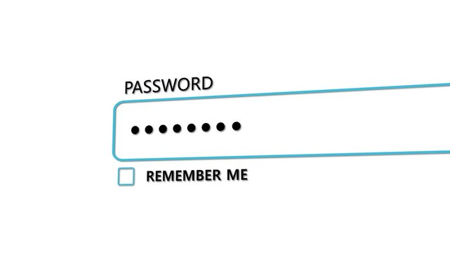 Password Typing Line Art Animation Loop Isolated White Background Cybersecurity Login Screen Motion Graphic Video Overlay