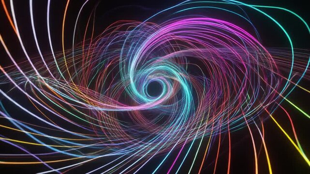 Abstract Swirling Vortex of Colorful Light Trails and Energy Lines