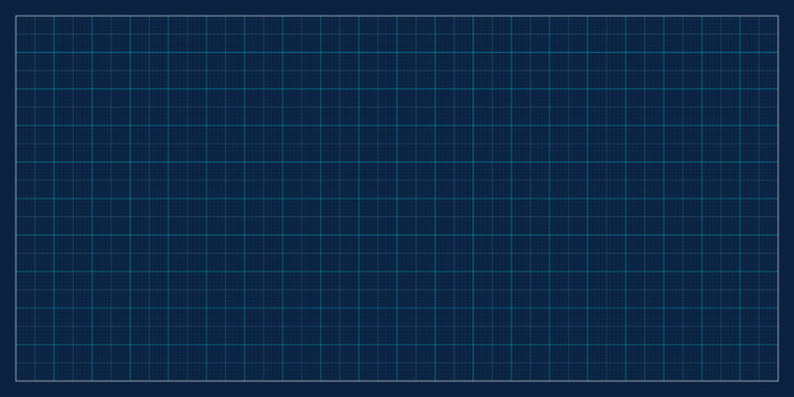 Seamless square grid pattern on dark blue background, technical blueprint style graph paper texture for design and engineering projects