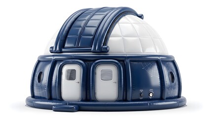 Fototapeta premium Futuristic inflatable space observatory dome with reflective metallic panels and modular design