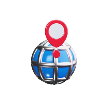 Globe with Location Pins 3d render icons
