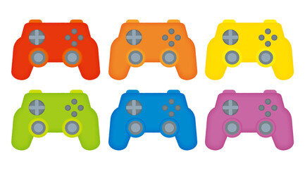 カラフルなゲームのコントローラーのイラストセット/Set of colorful game controller illustrations © Moe Hosokawa