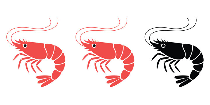 fried shrimp black vector illustration featuring detailed seafood silhouette for restaurant menus, culinary advertising and food branding