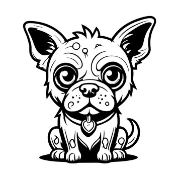 zombie dog with tattoo. tattoo illustration.