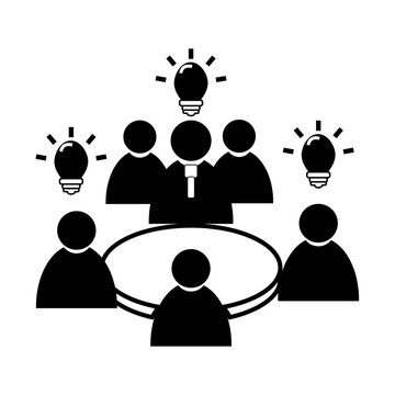 Business Meeting Collaboration Icon Representing Team Brainstorming and Innovative Thinking Processes
