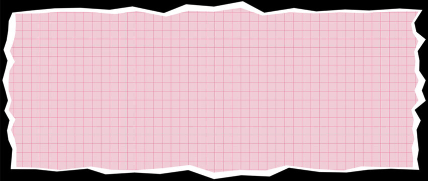 Pink grid paper background with torn edges