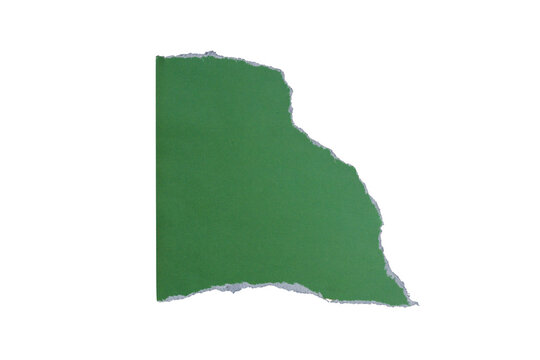 piece of blank green paper texture background torn and ripped on transparent background. document frame design