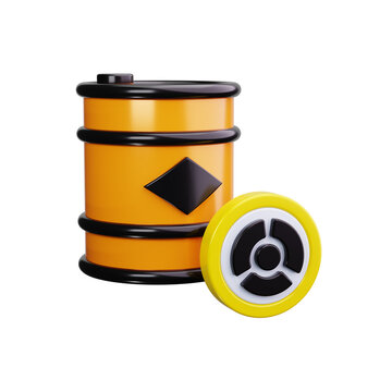 Nuclear Waste Barrel 3d render icons