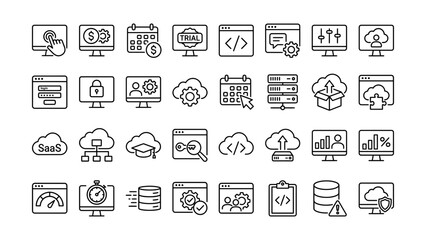 Fototapeta premium Collection of technology and software icons with transparent background designs