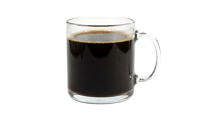 Black Coffee Espresso in Glass Cup Isolated on transparent Background