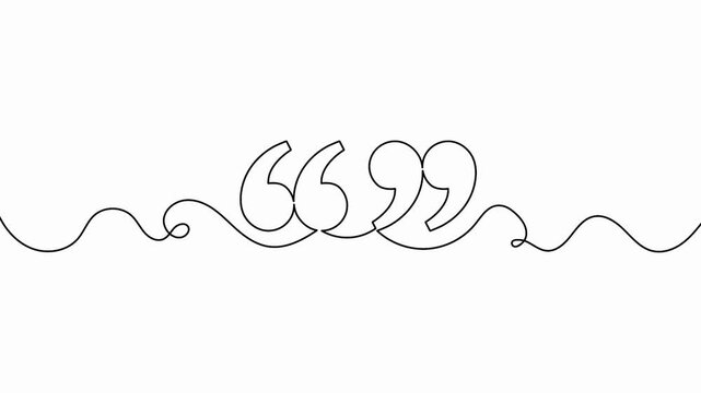 Quotation marks continuous line drawing animation video minimalist quote mark animated icon template