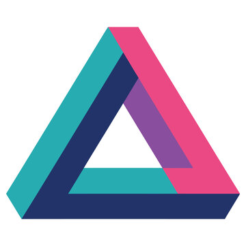 penrose triangle vector illustration featuring an impossible geometric shape, optical illusion symbol with clean lines and abstract dimensional structure