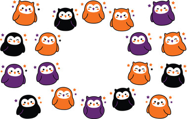 Obraz premium Charming halloween owl vector icons a delightful collection of spooky colorful and whimsical owl illustrations perfect for seasonal designs crafts and digital artwork