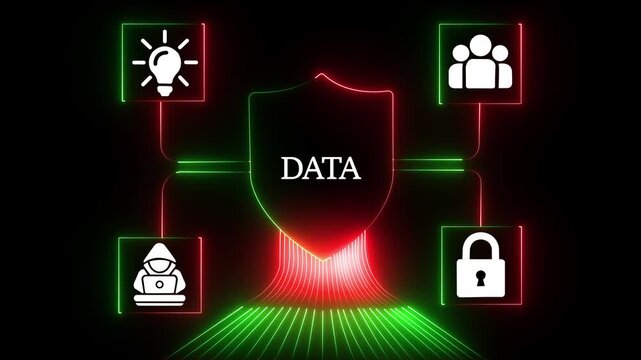 Cyber security data protection shield concept with digital network