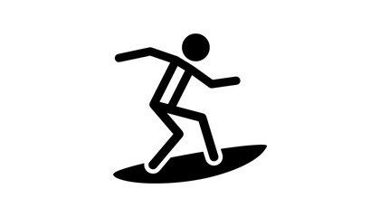 Fototapeta premium stick figure riding surfboard on wave black silhouette vector icon template for extreme summer water sports
