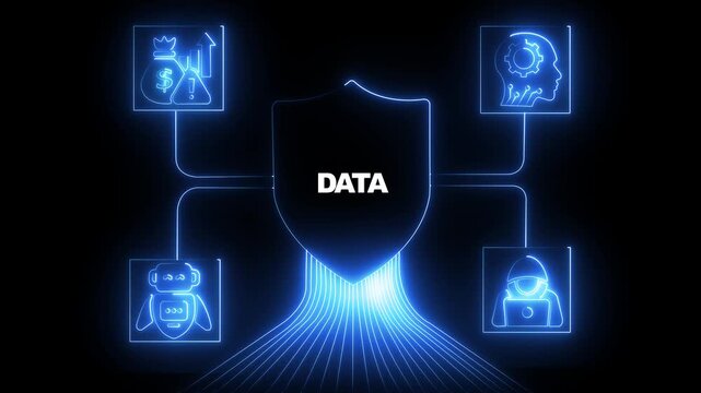 Cybersecurity data protection shield with digital for network security and artificial intelligence technology concept