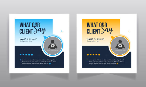 Client testimonial social media post template with customer review