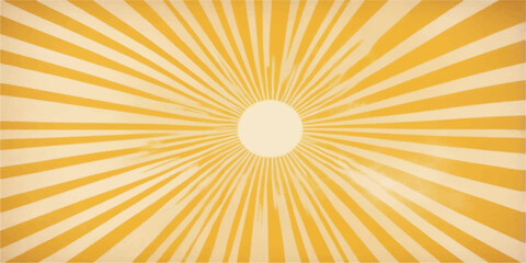 Fototapeta premium Sun Rays Background with Bright Yellow and Orange Sunburst, Radiating Light Beams, Vibrant Summer Sunshine, Dynamic Vector Illustration for Wallpaper Design