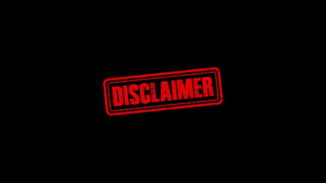 Disclaimer rubber stamp animation. Disclaimer Stamp textured bold text motion. Up to down stamp zooming and hit effect 4k video.
