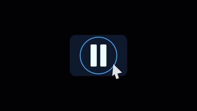 Big collection of animated play, pause, and toggle buttons in various styles. User interface elements for media playback and interactive controls in digital applications.