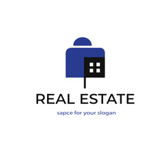 Fototapeta premium Real Estate Logo with Tagline Text Space. Modern House Property Vector Illustration for Real Estate Agency Branding.