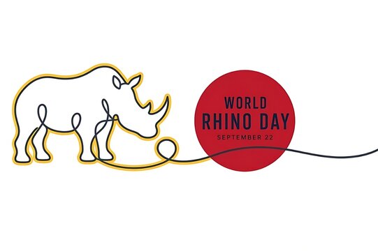 Continuous line art of rhinoceros for World Rhino Day minimalist vector concept