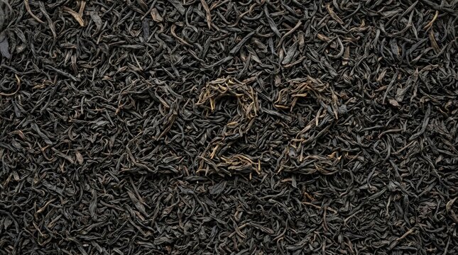 Loose leaf black tea texture close up background.
