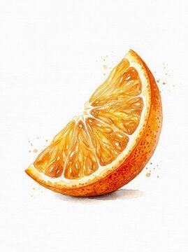Hand-Painted Watercolor Orange Fruit Slice with Splatters for Food and Beverage Design