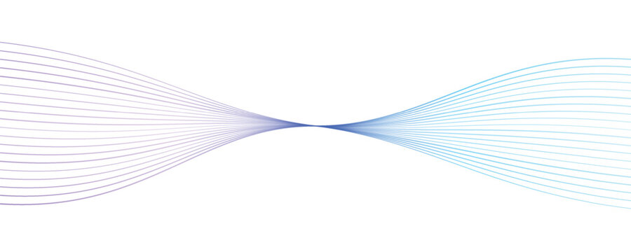 Abstract wave pattern with gradient transition from purple to blue against white background representing data flow or technology concept
