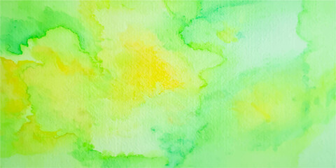 Fototapeta premium Yellow green watercolor paint splash abstract background texture template wallpaper presentation artistic vector illustration design