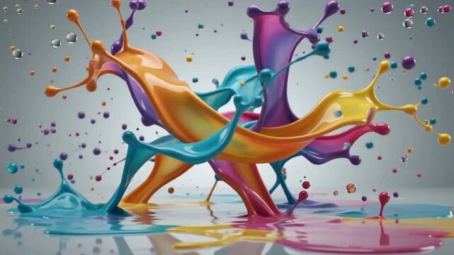 Vibrant liquid splash explosion dynamic abstract art colorful movement